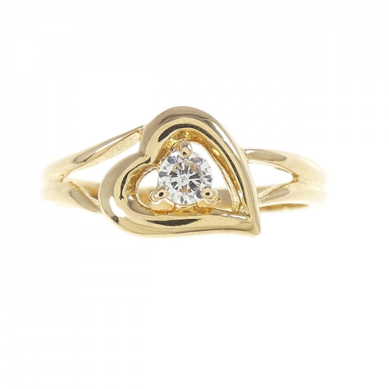 K18YG ハート ダイヤモンド リング 0.10CT