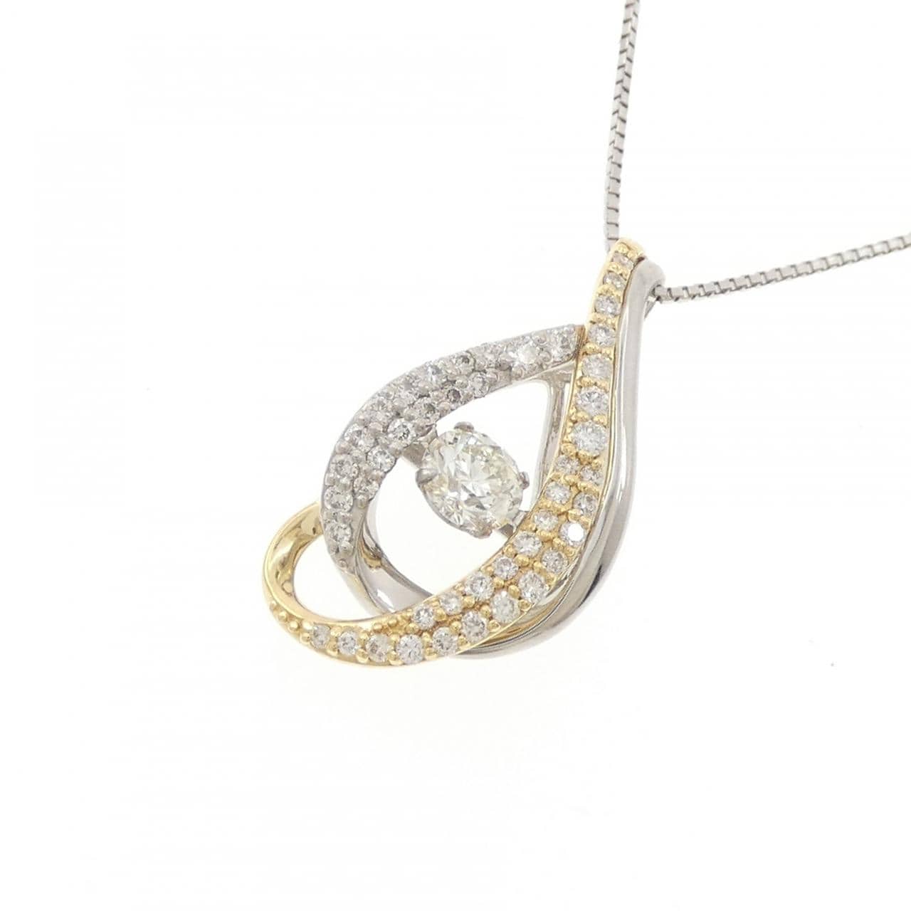 PT900/K18YG/PT850 ダイヤモンド ネックレス 0.30CT