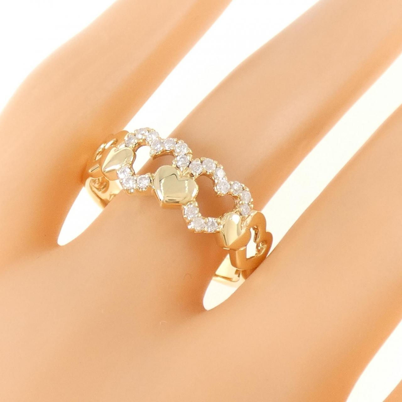 K18YG ハート ダイヤモンド リング