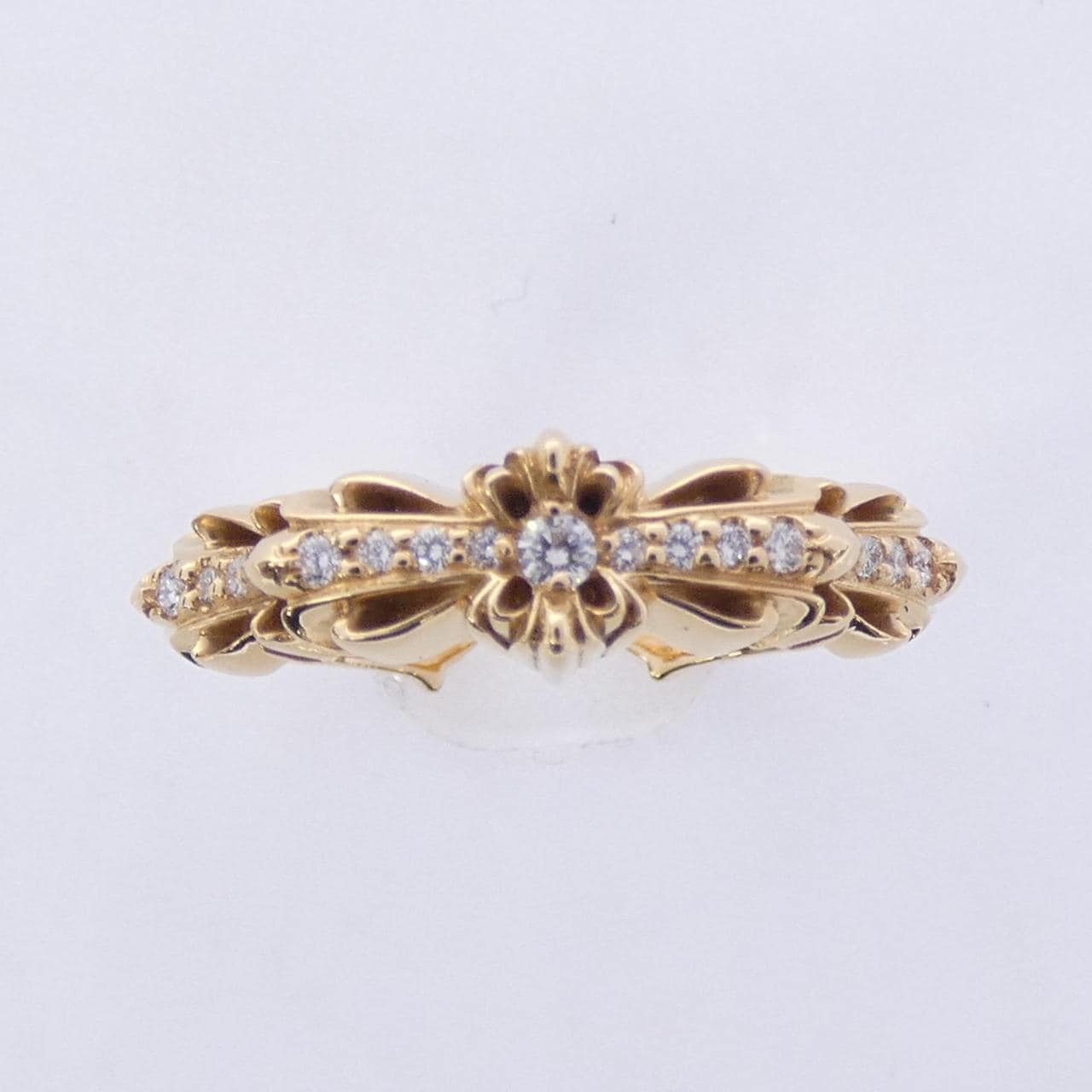 クロムハーツ CHROME HEARTS BABY CLSC DBL FLRL CRS OPEN GLD DMND 207159922GLDXXX002 RING