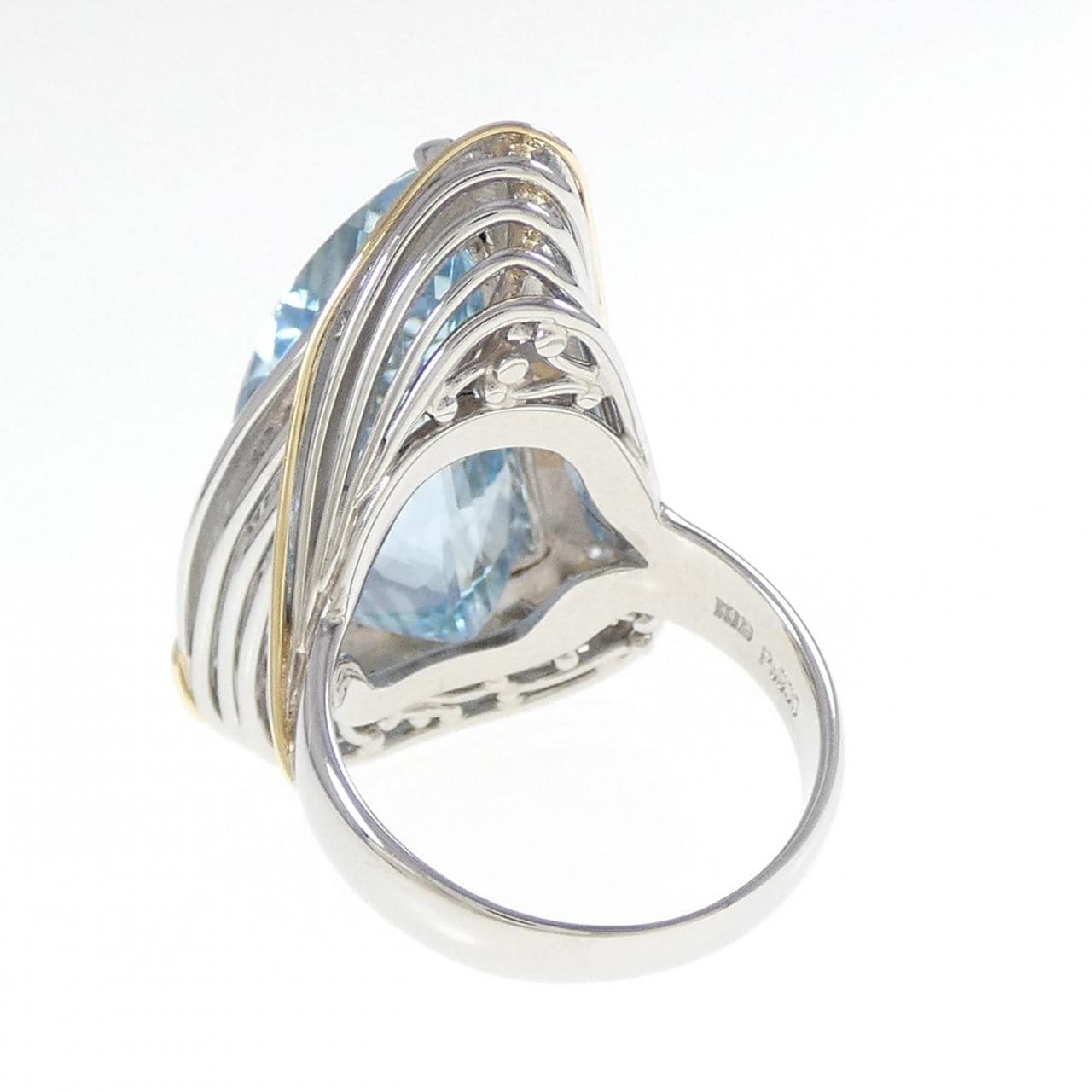 PT900/K18YG アクアマリン リング 13.45CT