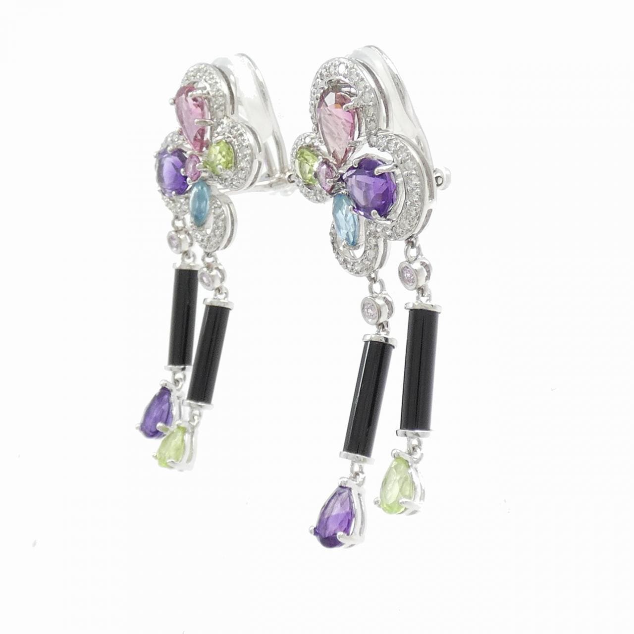 K18WG カラーストーン ピアス/イヤリング