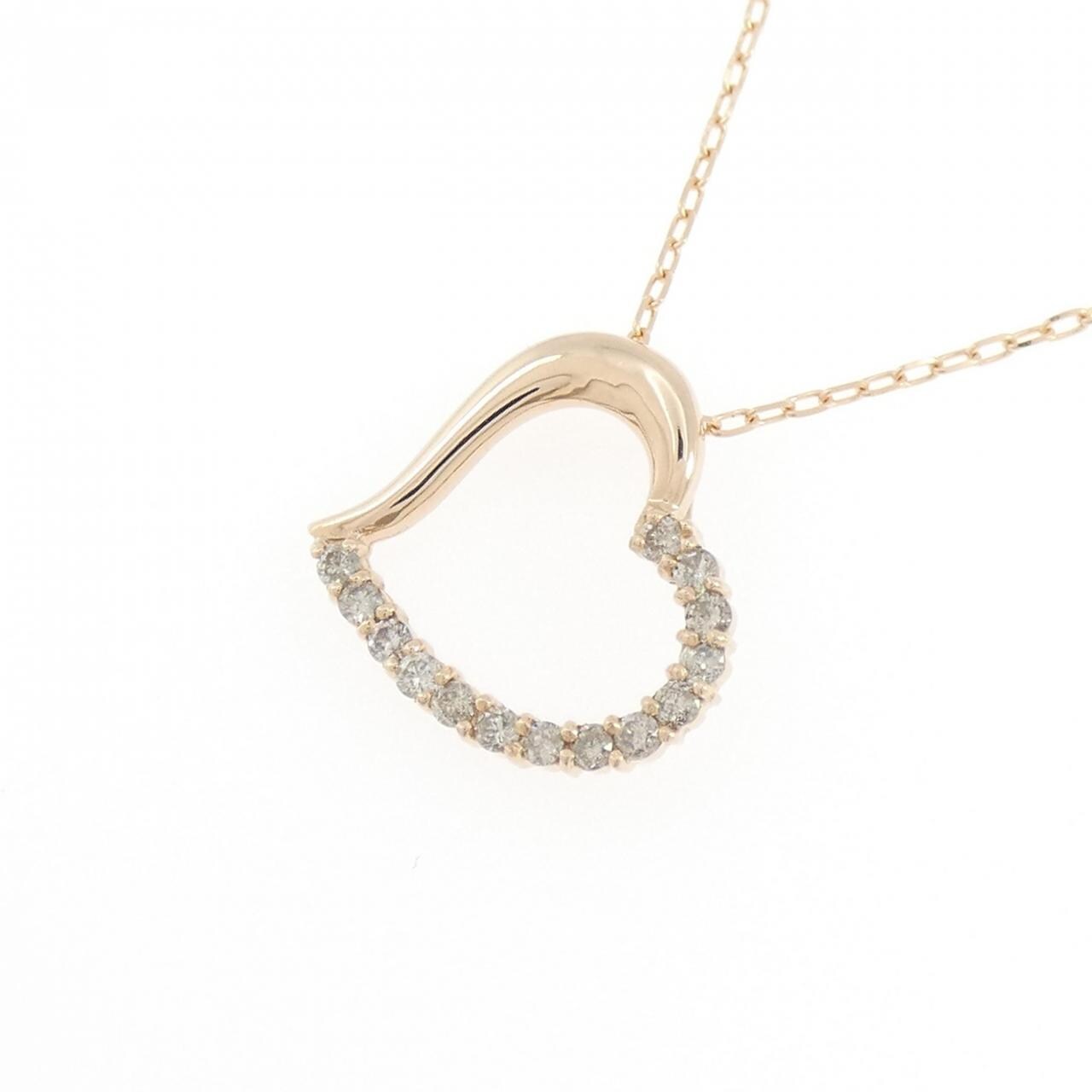 K18PG ハート ダイヤモンド ネックレス 0.20CT