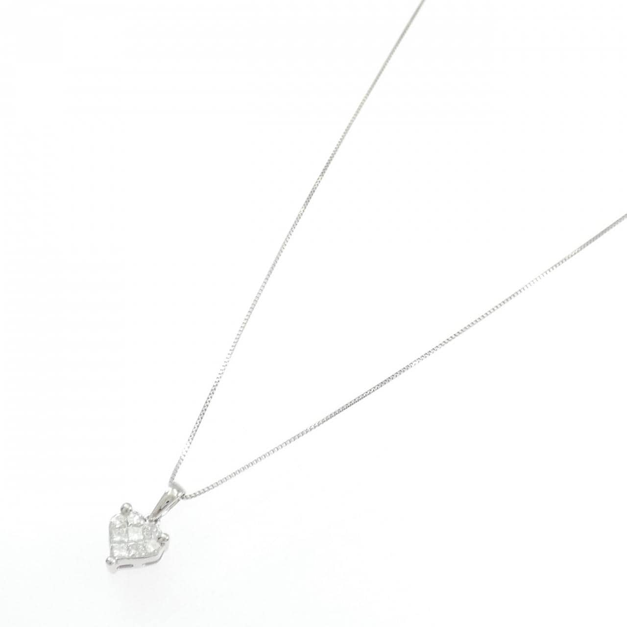 K18WG ハート ダイヤモンド ネックレス 0.30CT