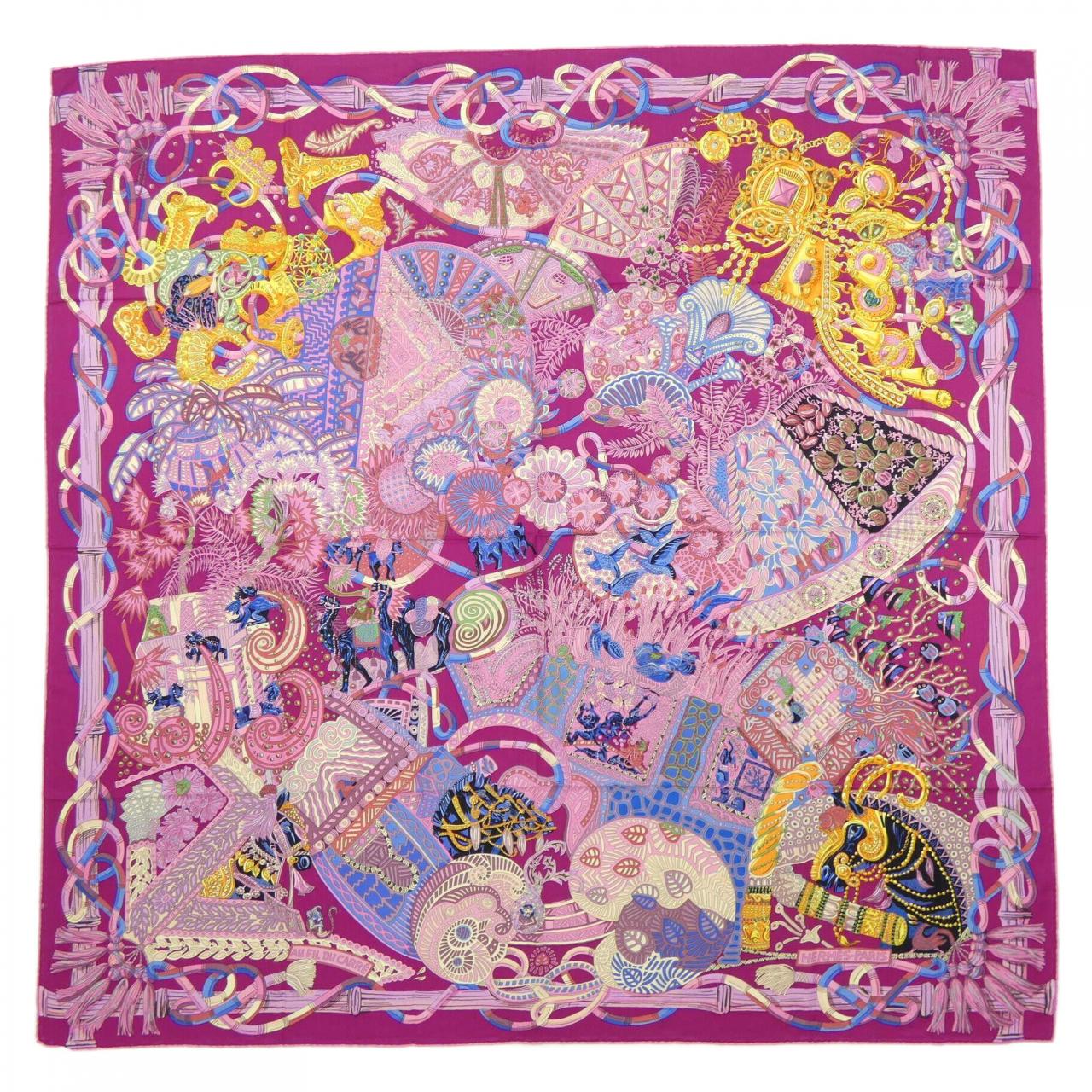 エルメス HERMES AU FIL DU CARRE カレジェアン140 ショール