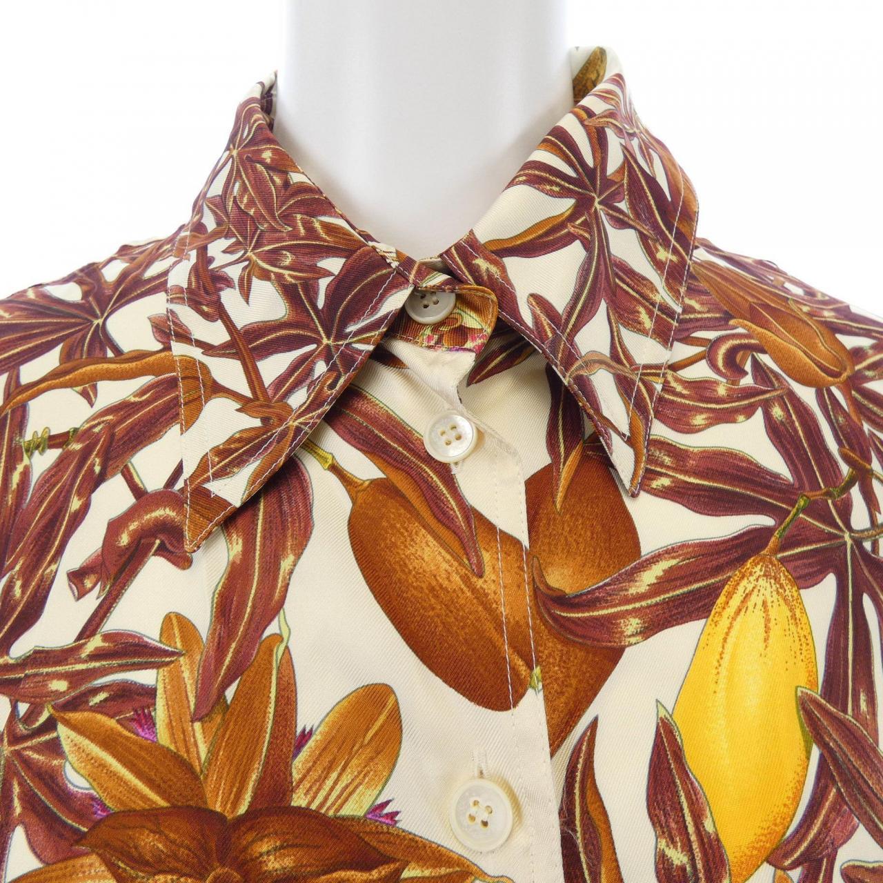 【ヴィンテージ】エルメス HERMES PASSIFLORES ツイルレーヌ. シャツ