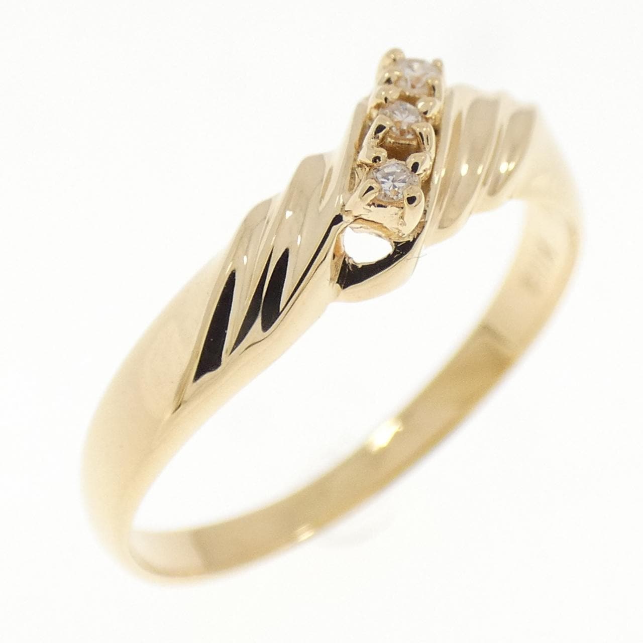 K18YG スリーストーン ダイヤモンド リング 0.03CT