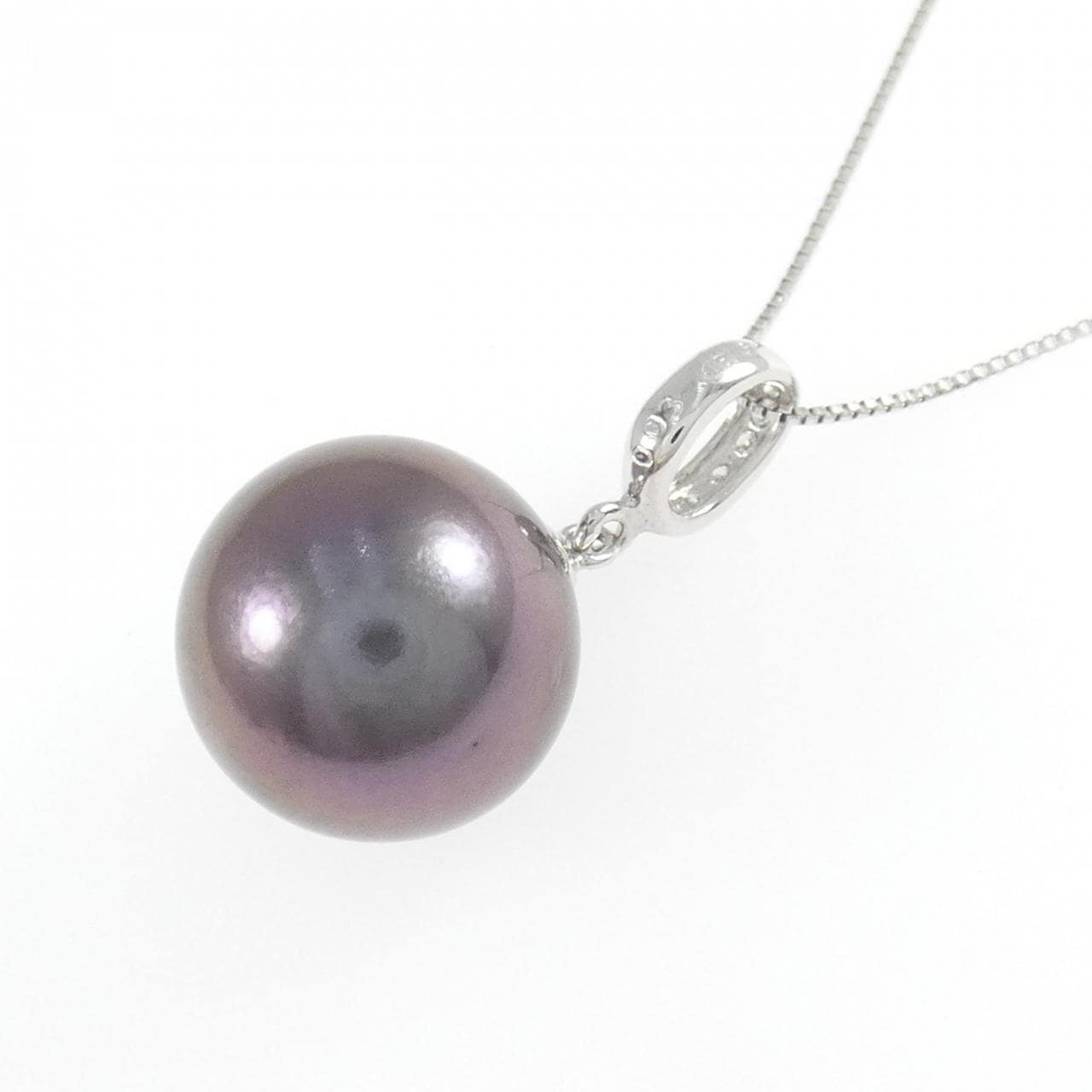 K18WG 黒蝶パール ネックレス 12.3mm