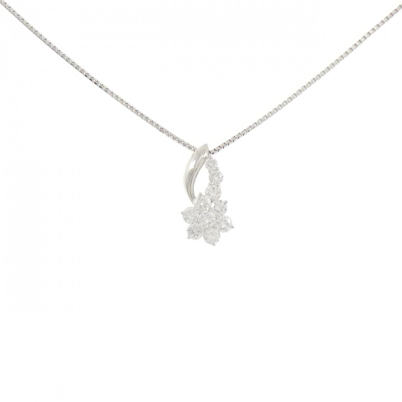 PT900/PT850 フラワー ダイヤモンド ネックレス 1.02CT