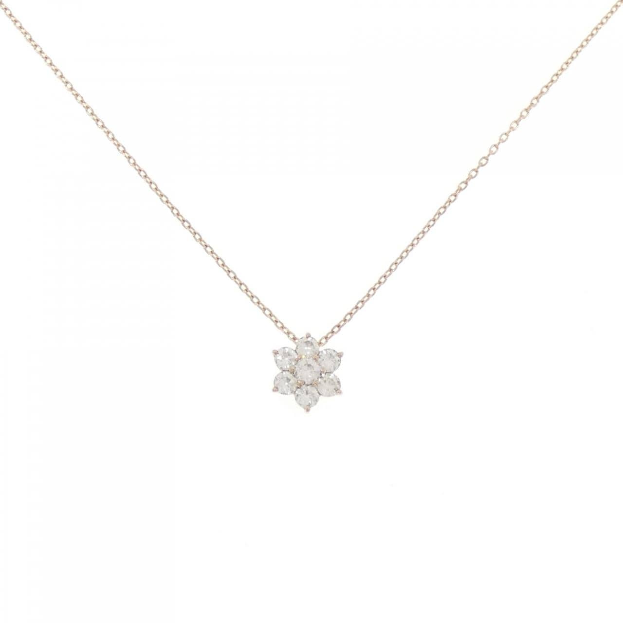 K18PG フラワー ダイヤモンド ネックレス 0.40CT