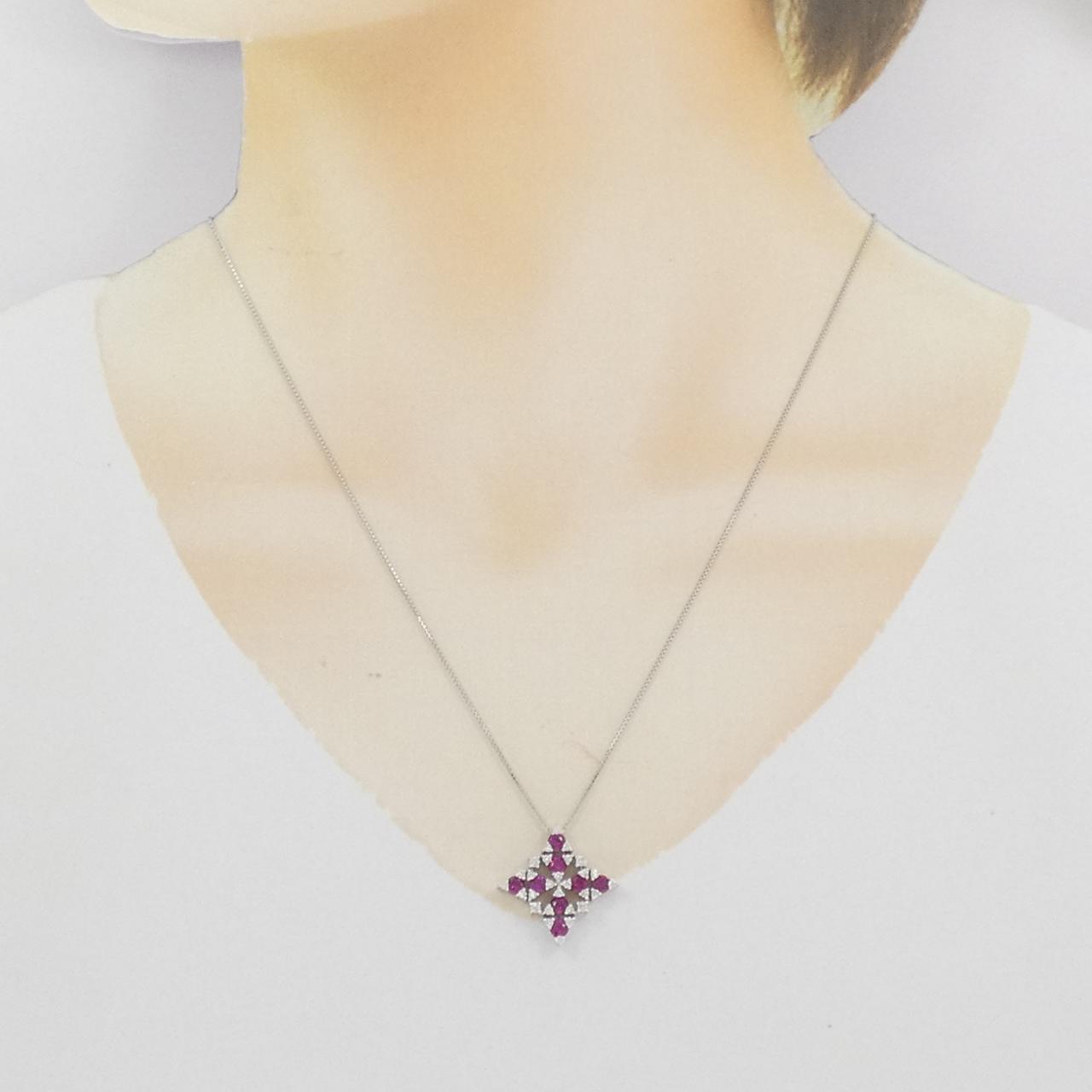 K18WG ルビー ネックレス 1.06CT
