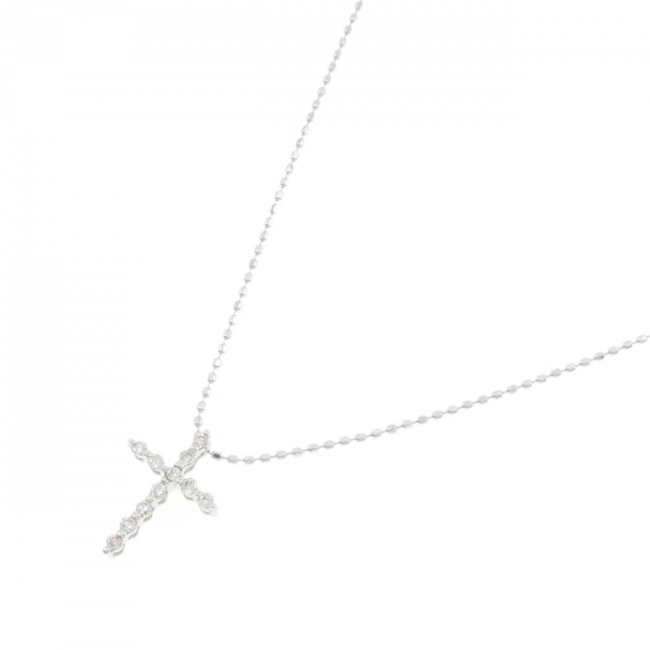 K18WG クロス ダイヤモンド ネックレス 0.1CT