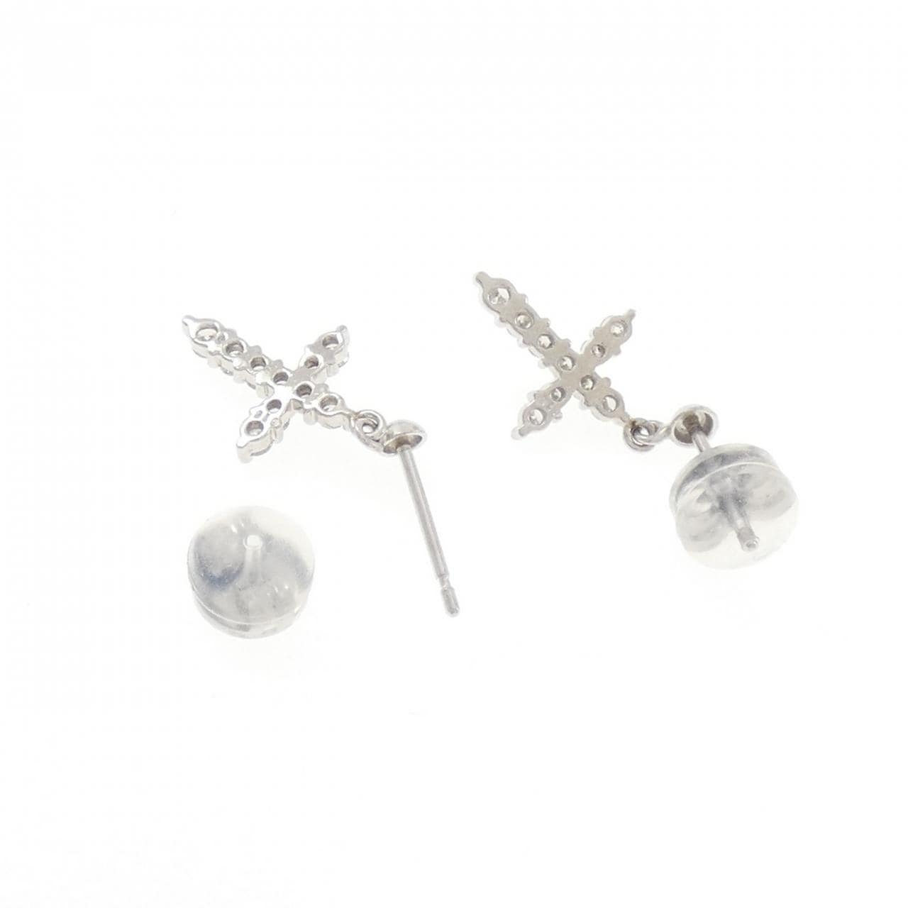 PT900 クロス ダイヤモンド ピアス 0.30CT