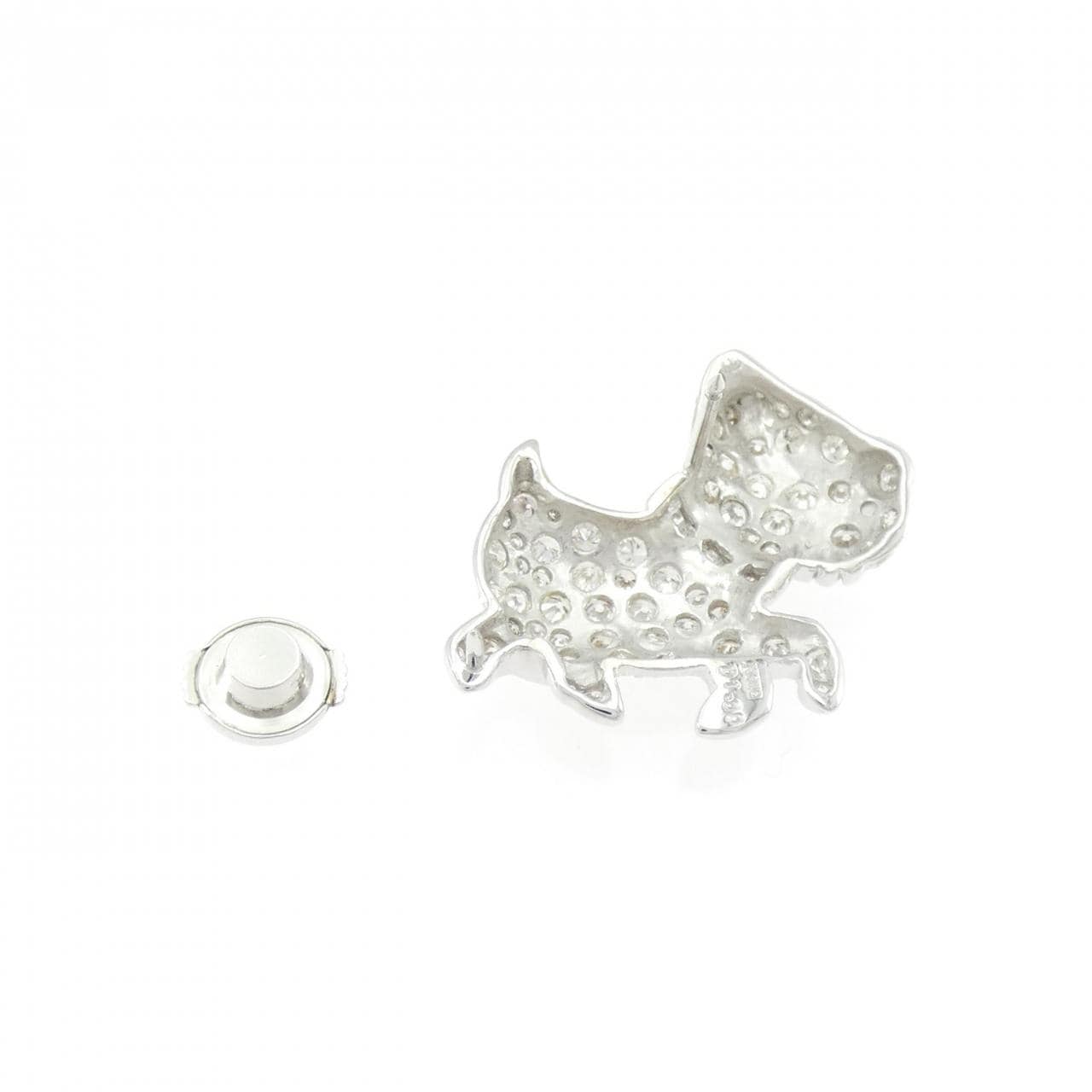 K18WG/K14WG ドッグ パヴェ ダイヤモンド ブローチ 1.00CT
