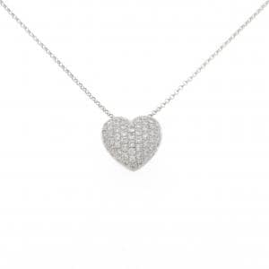K18WG ハート パヴェ ダイヤモンド ネックレス 1.00CT