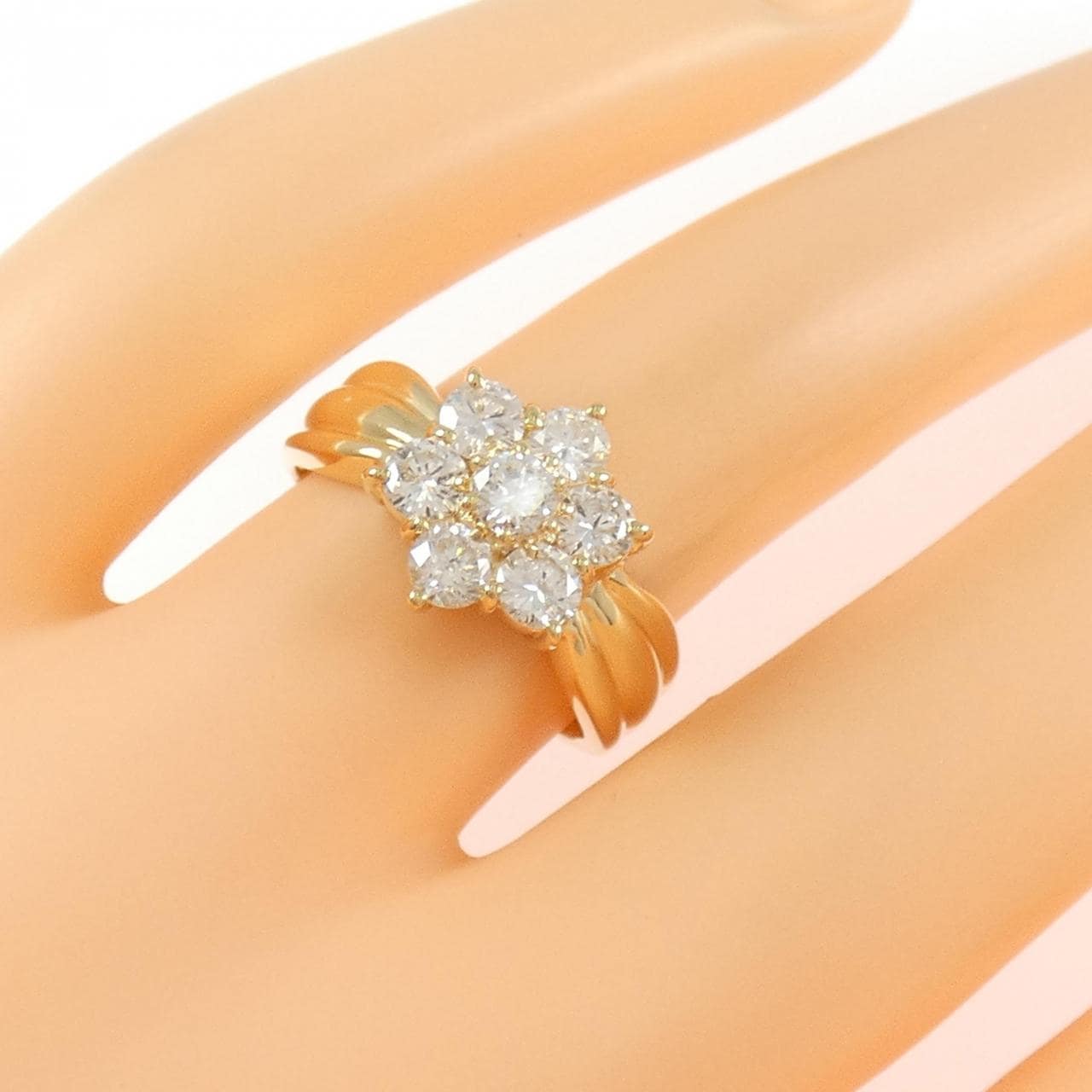 K18YG フラワー ダイヤモンド リング 1.00CT