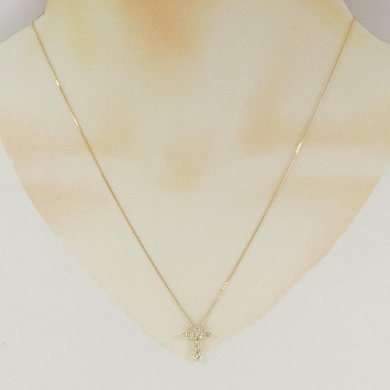 K18YG クロス ダイヤモンド ネックレス 0.30CT