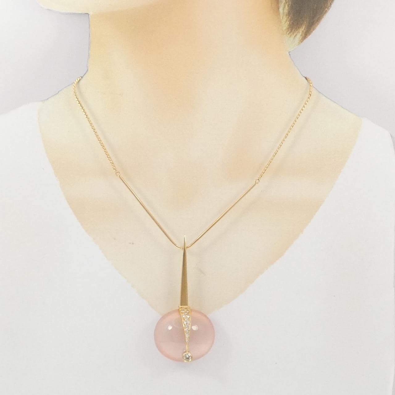K18YG ローズクオーツ ネックレス