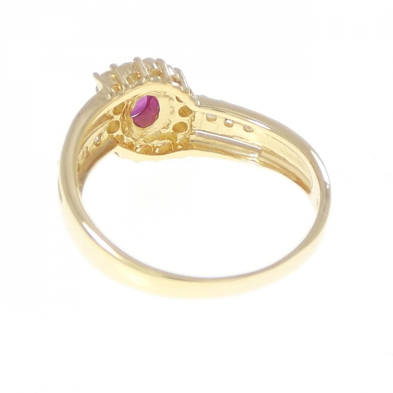 K18YG ルビー リング 0.43CT