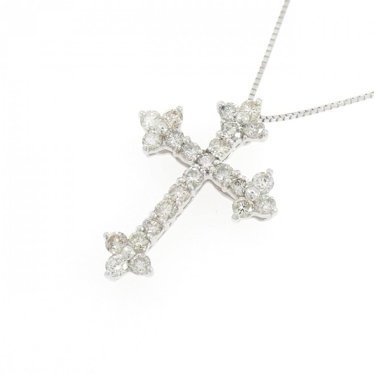 K18WG クロス ダイヤモンド ネックレス 1.00CT