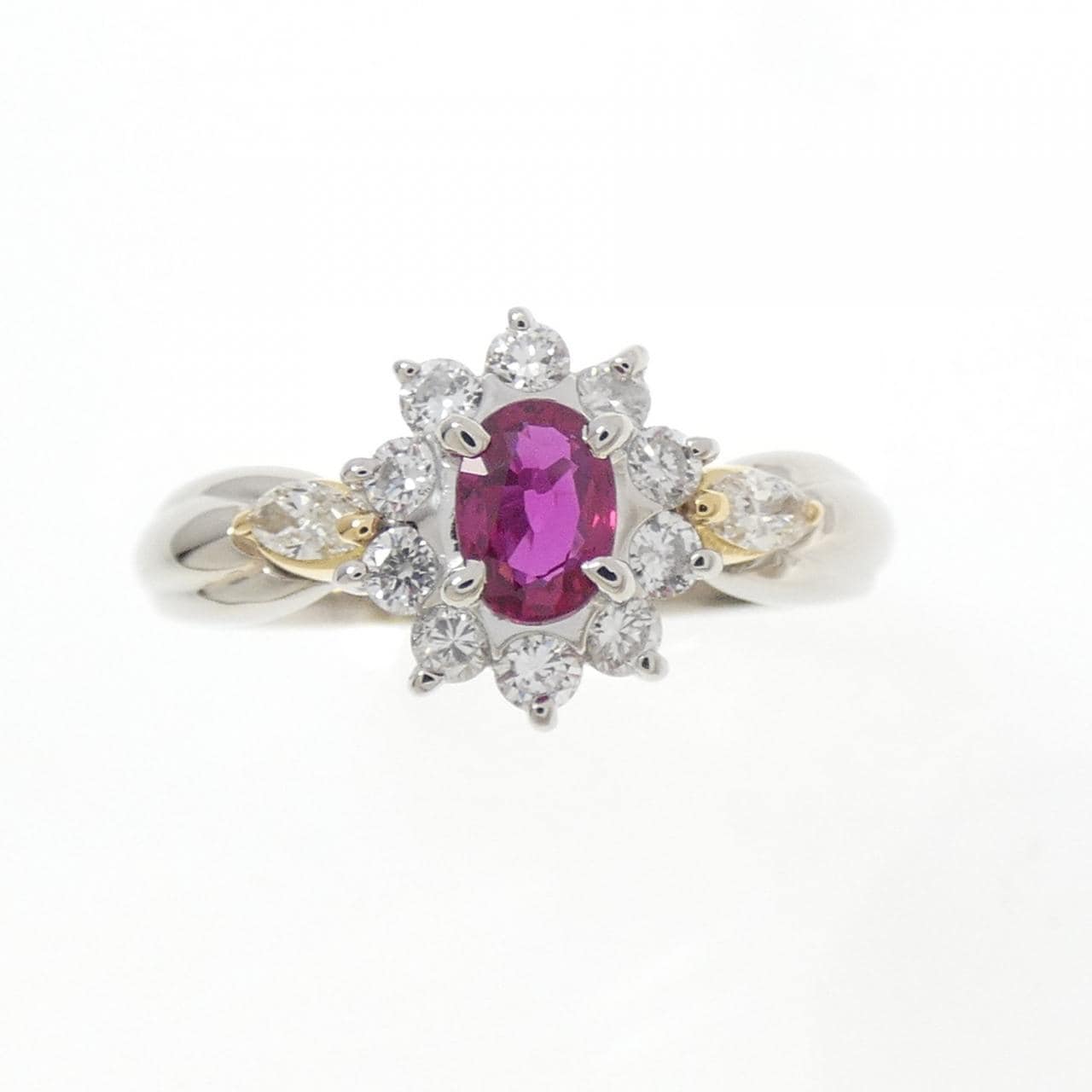 PT900/K18YG ルビー リング 0.39CT