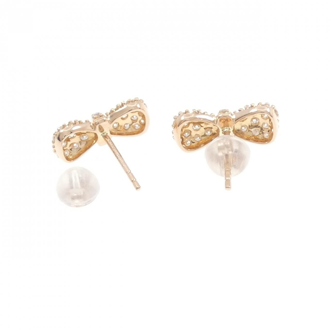 K18PG リボン ダイヤモンド ピアス 0.50CT