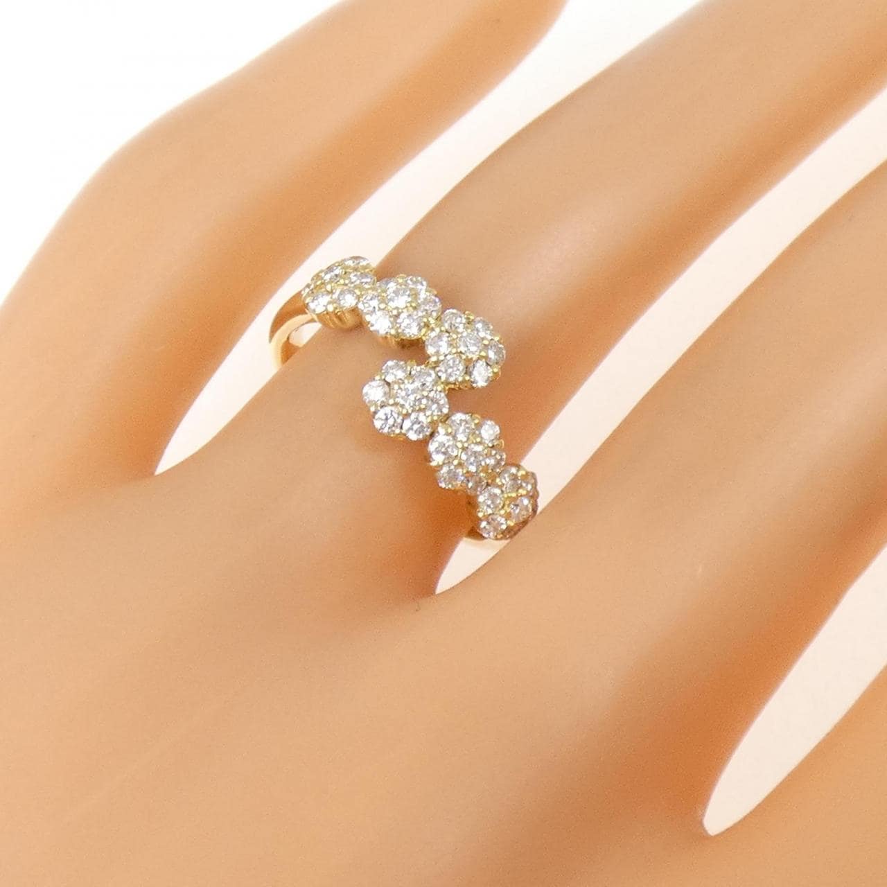 K18YG フラワー ダイヤモンド リング 0.55CT
