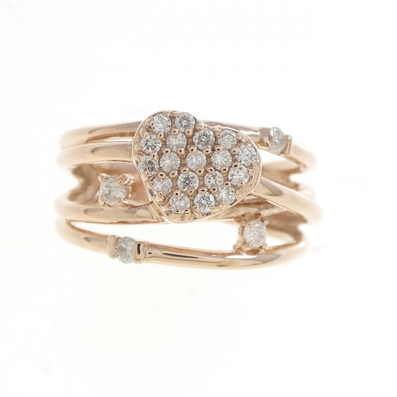 K10PG ハート ダイヤモンド ピンキーリング 0.19CT