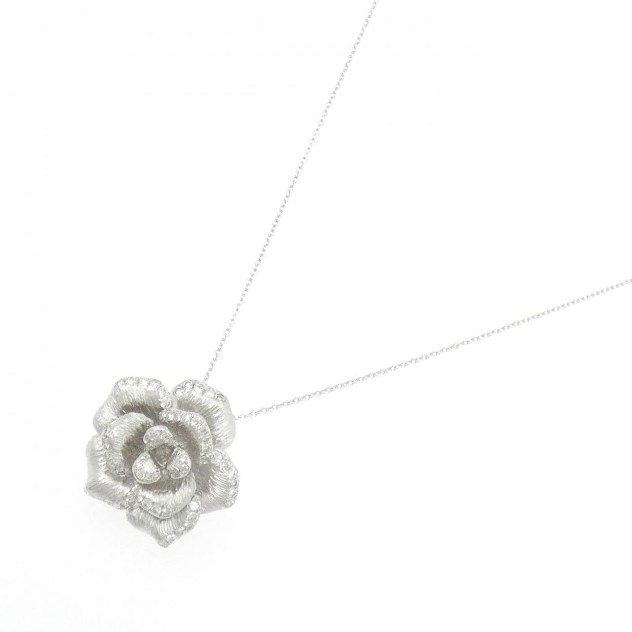 K18WG ローズ ダイヤモンド ネックレス 0.50CT