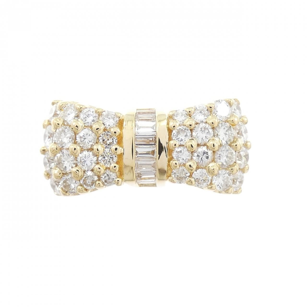 K18YG リボン ダイヤモンド リング 0.20CT