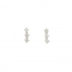 K18WG スリーストーン ダイヤモンド ピアス 0.43CT