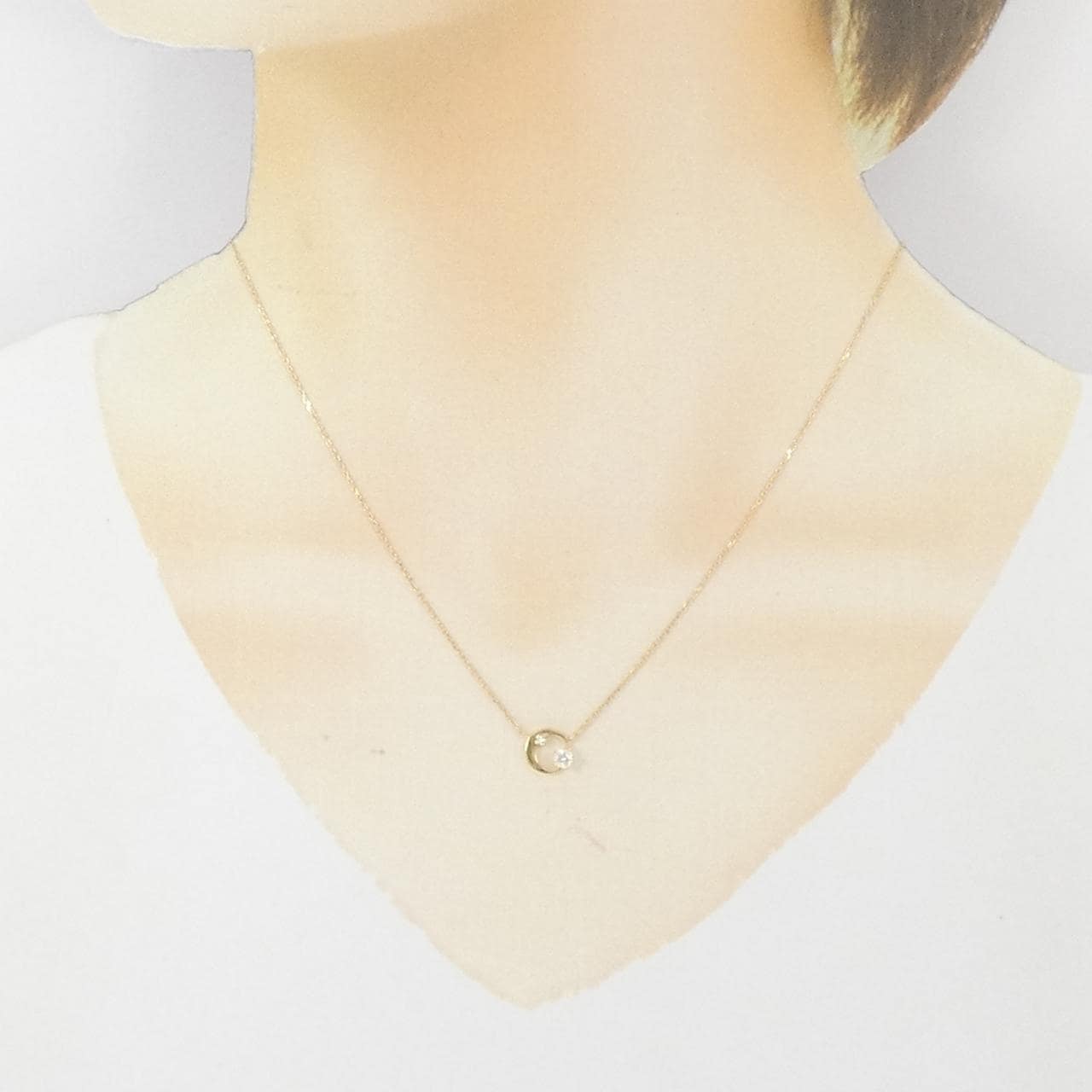 K18YG Moon Diamond Necklace 0.122CT