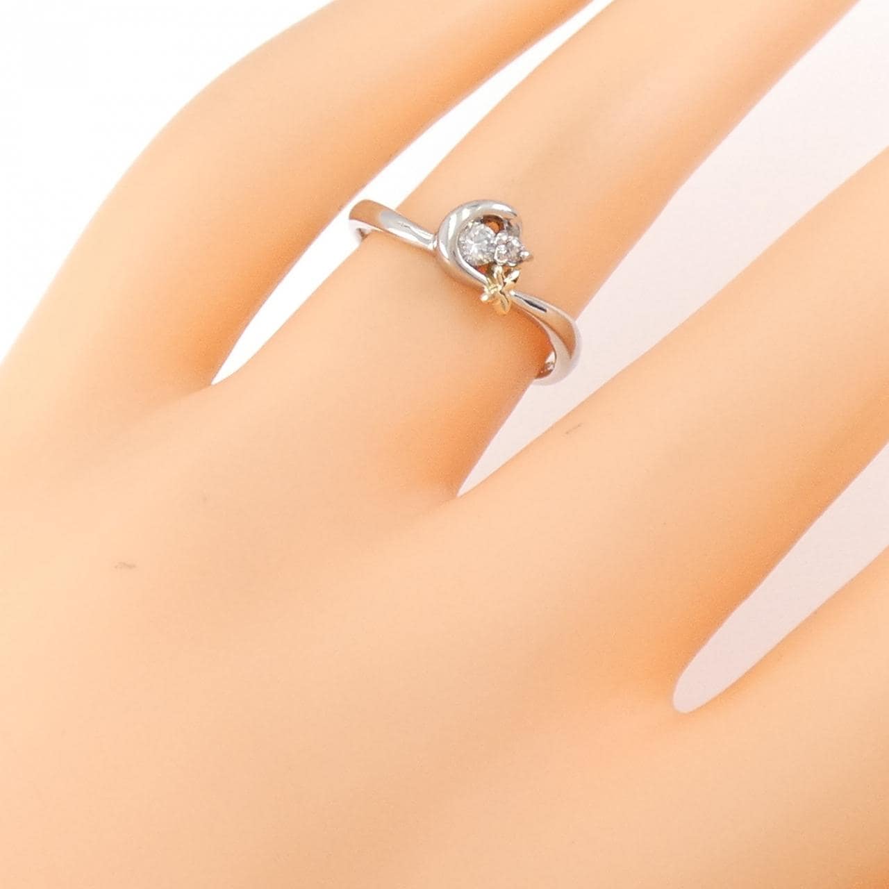 PT900/K18PG バタフライ ダイヤモンド リング 0.10CT