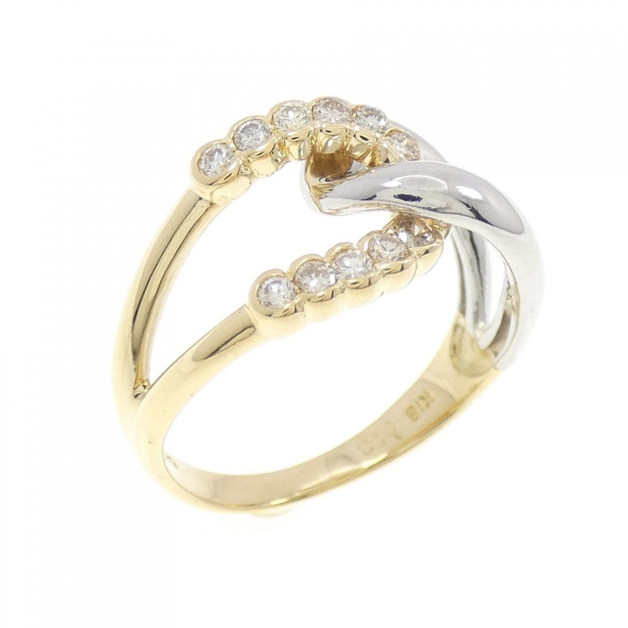 K18YG/PT ダイヤモンド リング 0.23CT