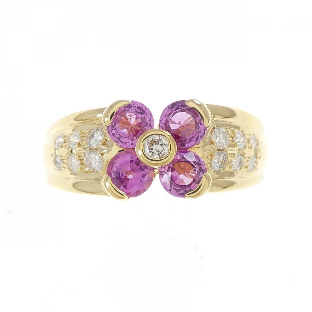 K18YG フラワー サファイヤ リング 1.00CT