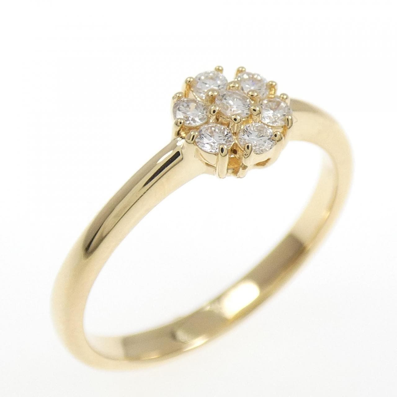 [Remake] K18YG Flower Diamond Ring 0.15CT