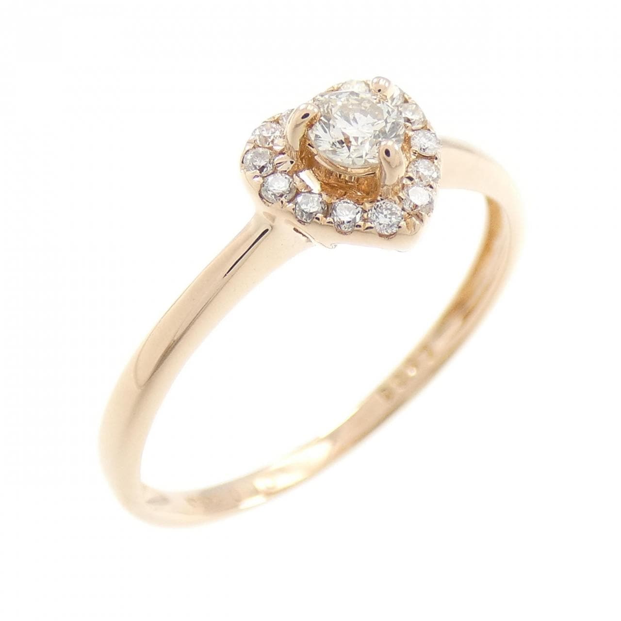 K18PG ハート ダイヤモンド リング 0.10CT