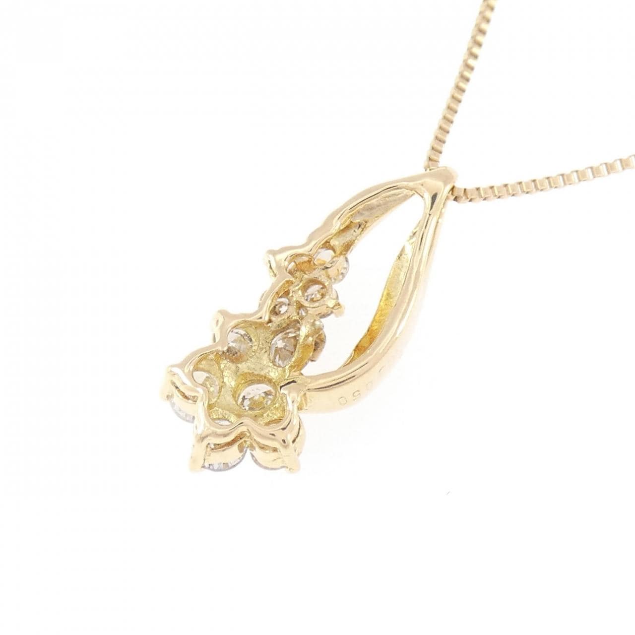 K18YG フラワー ダイヤモンド ネックレス 0.50CT