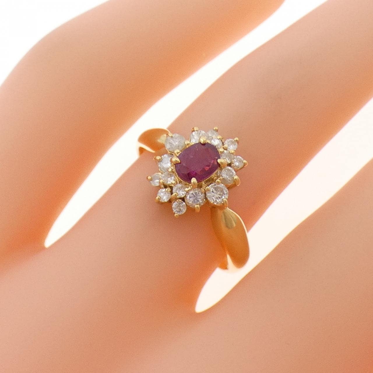 K18YG ルビー リング 0.28CT