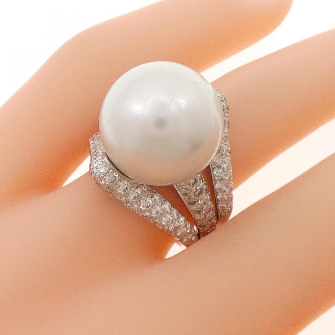 K18WG 白蝶パール リング 14.5mm