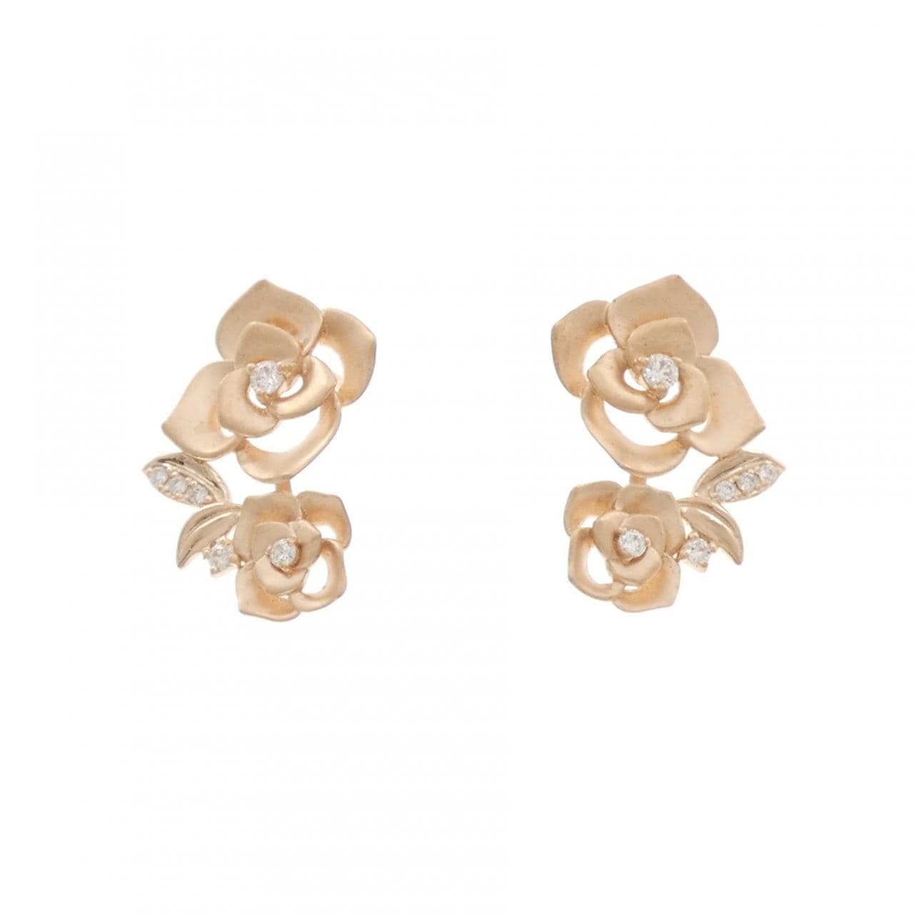 K18PG ローズ ダイヤモンド ピアス 0.10CT