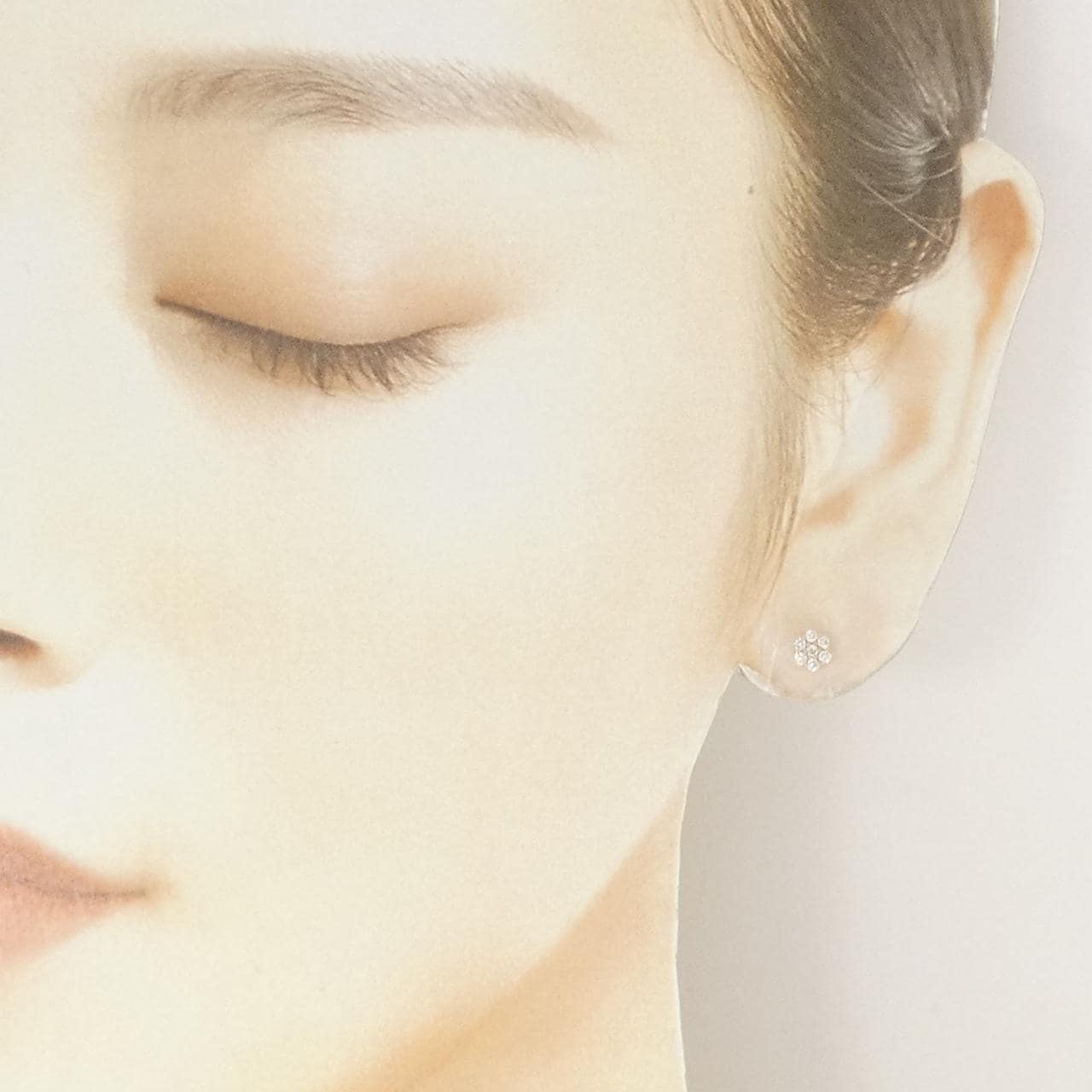 K18PG フラワー ダイヤモンド ピアス 0.16CT