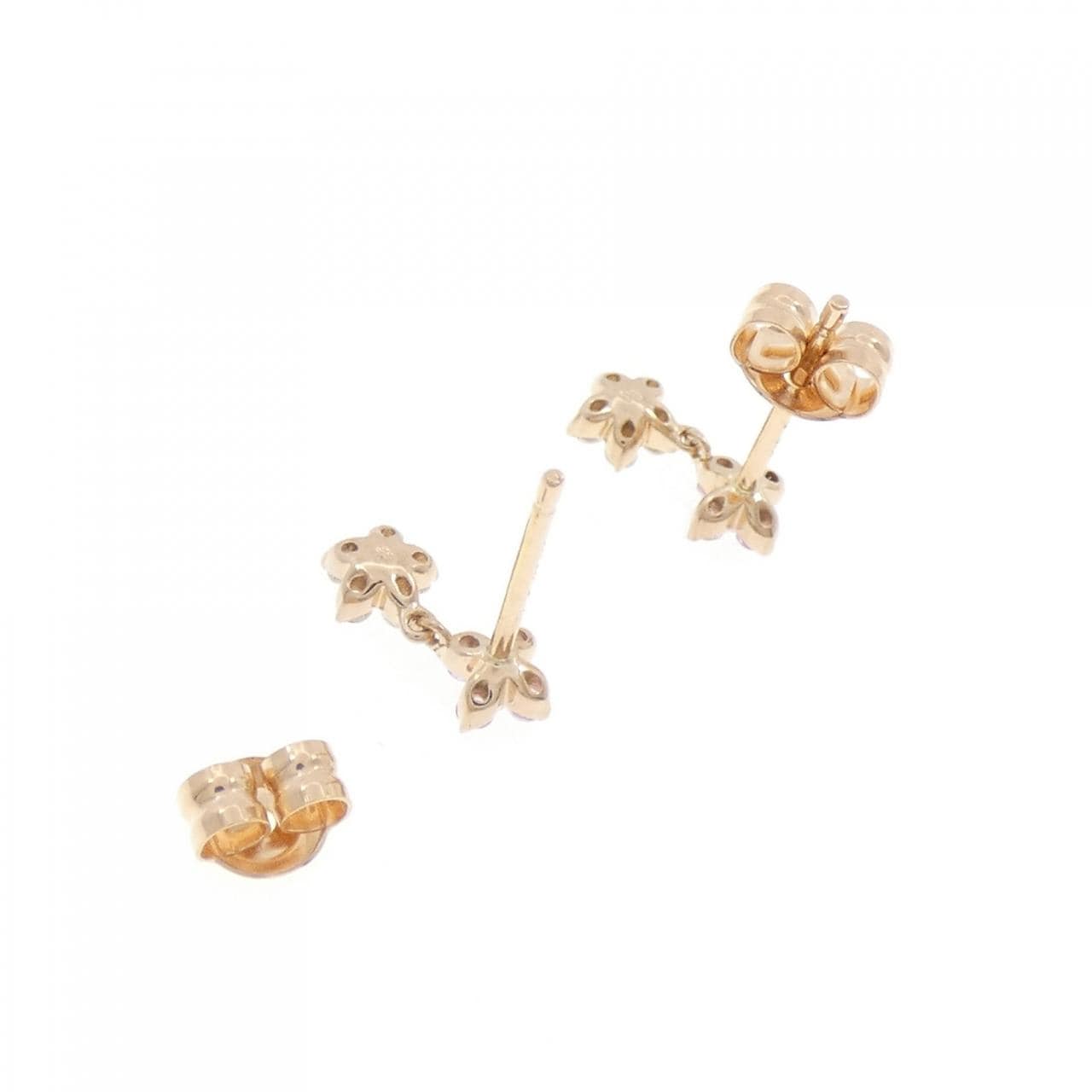 K18PG Flower Sapphire Earrings 0.08CT