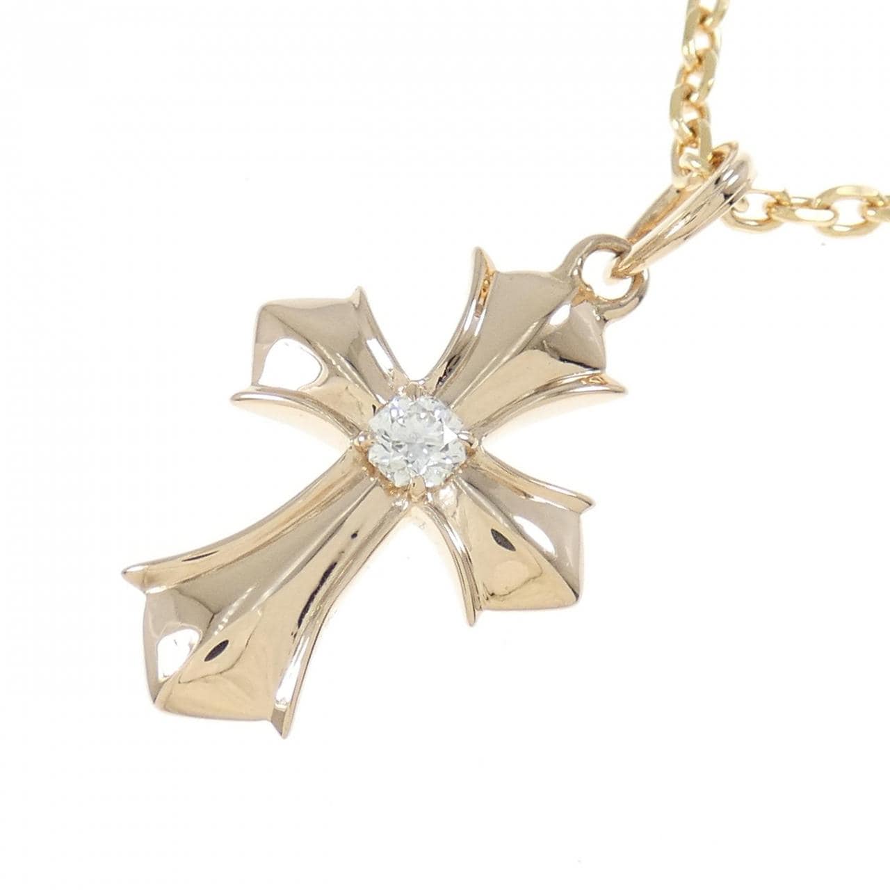 K18PG cross Diamond necklace 0.202CT