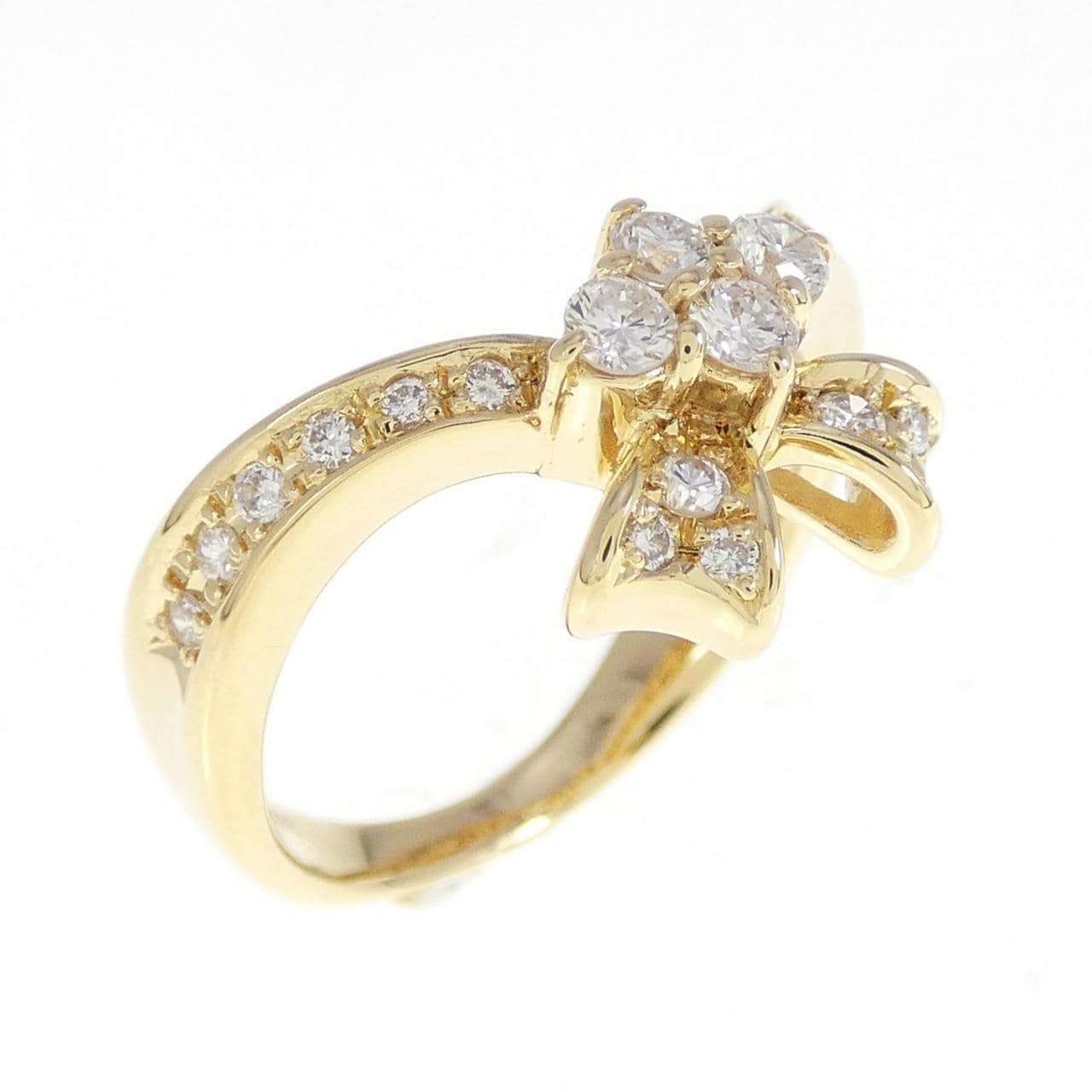 K18YG リボン ダイヤモンド リング 0.41CT