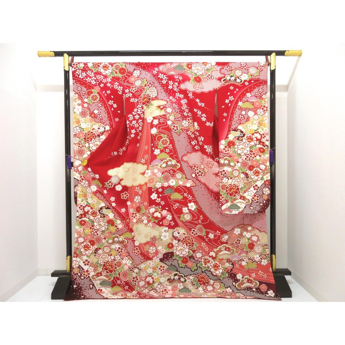 振袖　友禅金彩加工　刺繍入りボカシ染