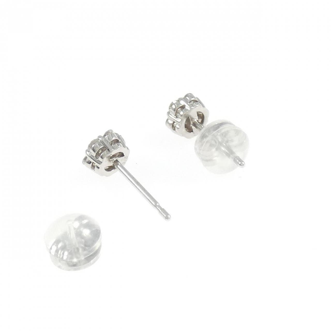 K18WG フラワー ダイヤモンド ピアス 0.30CT