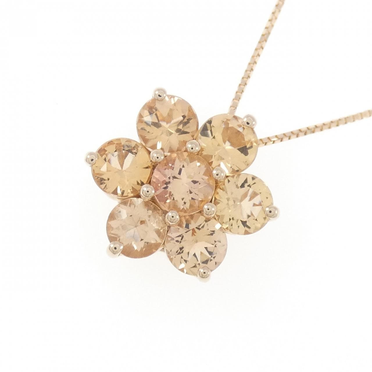 K18PG Flower Imperial Topaz Necklace 3.00CT