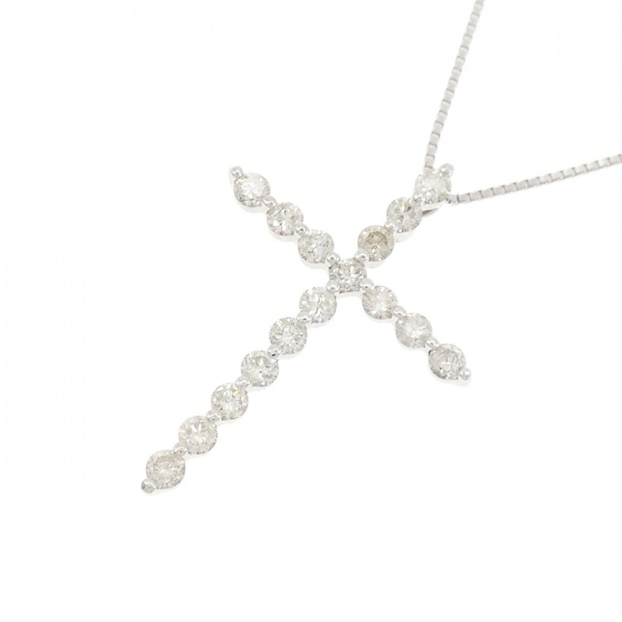 K18WG クロス ダイヤモンド ネックレス 1.00CT