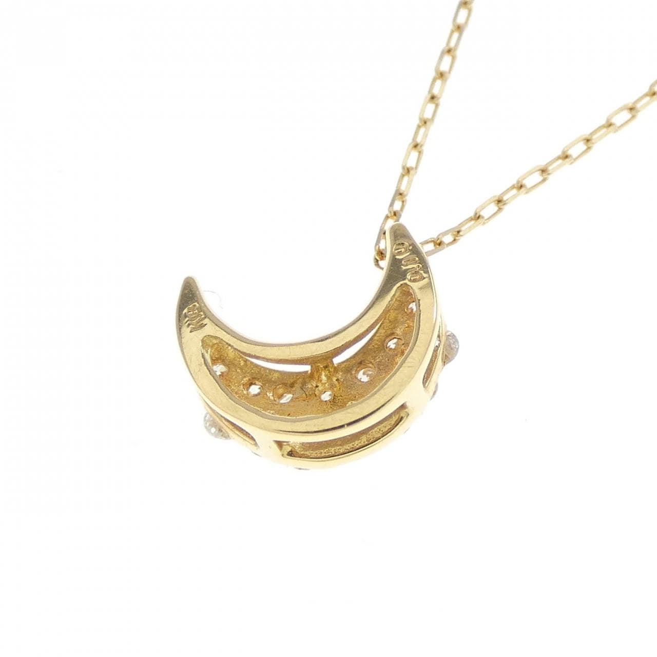 [BRAND NEW] K18YG Moon Diamond Necklace 0.10CT